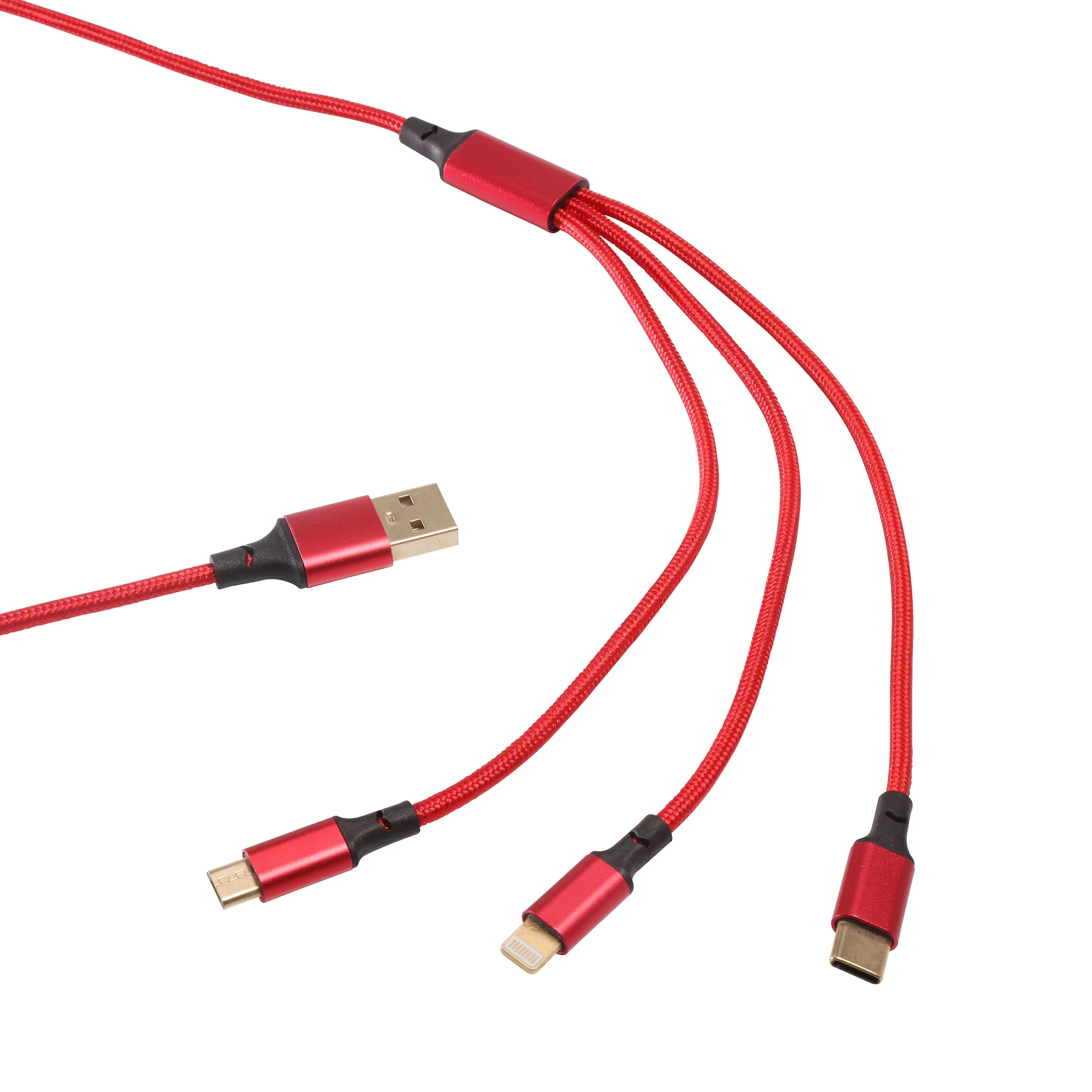 1.2M Braided 3 in 1 Charging Cable - Image 3